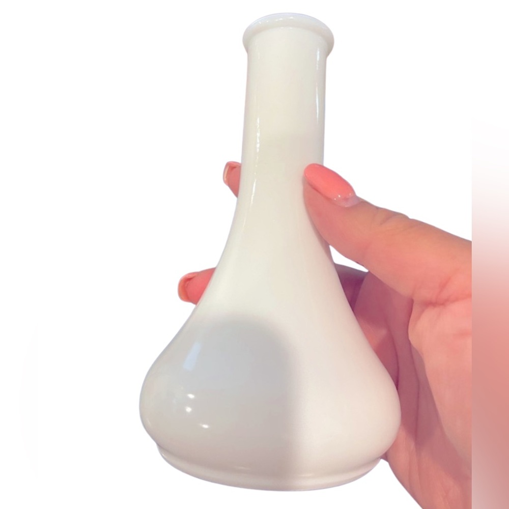 Vintage Milk Glass Flower White Bottle Vase Home Decor